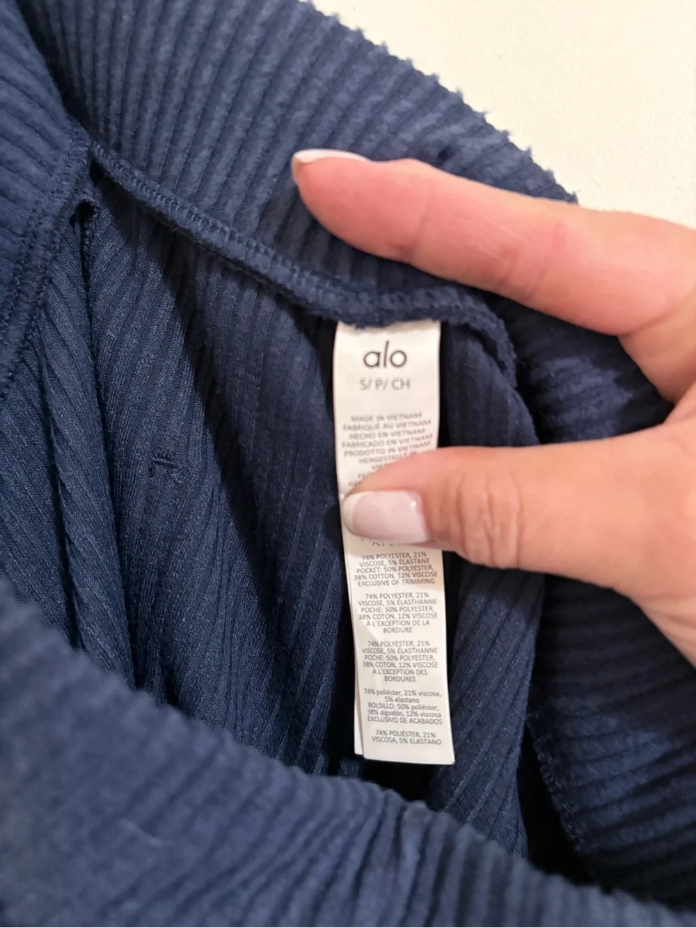 ALO Yoga Navy Ribbed Wide-Leg Lounge Pants